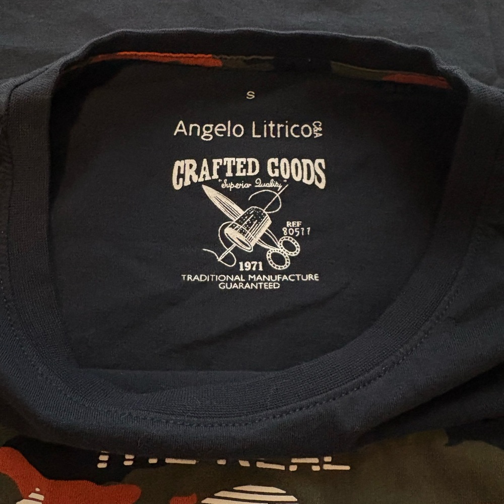 Angelo Latrico Navy Blue Camo Graphic Shirt True Originals Denim Division Small - Picture 3 of 3
